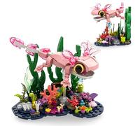 JVAVNE Animal Building Blocks Set, 227 PCS Axolotl Building Kit with Base, MOC Amphibian Animal Bricks Model Toy, Gifts for Adults and Teens