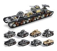 JVAVNE Army Tank Building Blocks Sets, Create A Large KV-VI Tank or 8 Set WW2 Tanks Building Models, Germany Army Military Toys Brick Model, Gifts for Military Fans, 1165 PCS