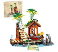 JVAVNE Black Cays Pirate Building Set, 484 PCS Pirate Base Building Playset, Medieval Pirates Themed House Architecture Bricks Model, Gifts for Kids Boys Girls