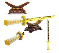 JVAVNE Kill Demon Sword Building Blocks Set, 48cm Yellow Flash Lightning Sword Building Kit with Swords Stand, Slayer Katana Swords Bricks Model Toys, Decor Gift for Teens and Adults, 784 PCS