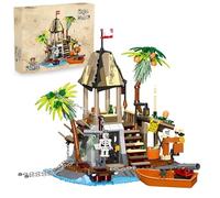 JVAVNE Skull Island Pirate Building Set, 533 PCS Skull Shaped Tower Adventure Building Playset, Medieval Pirates Themed House Architecture Bricks Model, Gifts for Kids Boys Girls