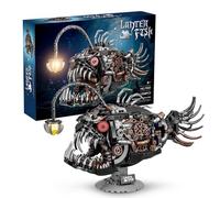 JVAVNE Technology Lantern Fish with Base Building Block Set, 1033 PCS Steampunk Retro Animal Building Model Kit, STEM Magic Creature Animal Compatible Toy for Adults Kids, Creative Gift Decoration