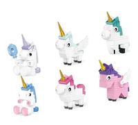 JVAVNE Unicorn Building Toys Set, 6 Cute Unicorn Building Blocks Kits, Animal Bricks Model Toys, Party Favors Birthday Gifts for Girls Boys, Compatible with Major Brands, 269 PCS