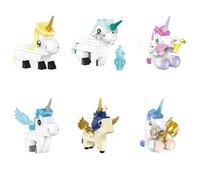 JVAVNE Unicorn Building Toys Set, 6 Cute Unicorn Building Blocks Kits, Animal Bricks Model Toys, Party Favors Birthday Gifts for Girls Boys, Compatible with Major Brands, 296 PCS