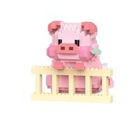 JVAVNE Windmill Pig Mini Building Blocks Set, Pig Cute Animals Mini Building Toy Bricks Kit, Piggy Micro Building Blocks Set for Adults Children Boys Girls, Creative Decor Gift Idea, 308PCS