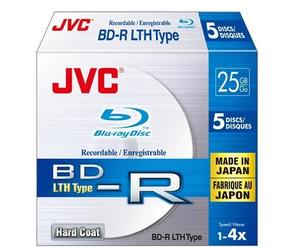 JVC BD-R LTH Blank Blu-ray Discs 25GB 4x Hard Coat 5 Pack Made in Japan New