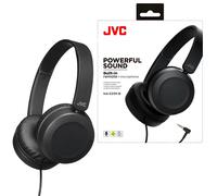 JVC Foldable On-Ear Headphones Black Wired Mic Remote Lightweight Travel Audio