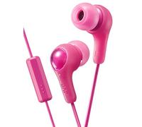 JVC Gumy Plus In Ear Headphones Earphones with Bass Boost, Comfortable Earbuds and Built In Mic and Remote for Call Handling, Pink