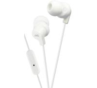JVC In Ear Headphones Sweat Proof Earphones with Built-In Remote and Mic for Call Handling, White