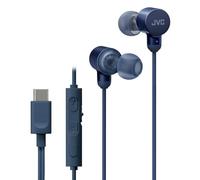 JVC HA-FR29UC-A in Blue USB Type C Lightweight Comfortable Wired Headphones, Hi-Res Audio, Microphone & Volume Control, IPX2 Rated, D/A Converter Minimises Noise & Sound Degradation