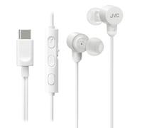 JVC HA-FR29UC-W in White USB Type C Lightweight Comfortable Wired Headphones, Hi-Res Audio, Microphone & Volume Control, IPX2 Rated, D/A Converter Minimises Noise & Sound Degradation