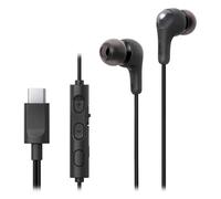 JVC HA-FR9UC-B Gumy USB-C in-ear headphones, microphone, Black | Compact & lightweight, built-in DAC, 9.2 mm driver, 3-button remote, XS-S-M-L eartips