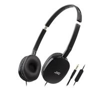 JVC HA-S160M-B Flats Foldable and Compact Headphones in Glossy Trendy Colour, with Switch for Microphone On/Off, Ideal for Teleworking and Online Seminars (Black)