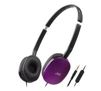 JVC HA-S160M-V Flats Foldable and Compact Headphones in Glossy Trendy Colour, with Switch for Microphone On/Off, Ideal for Teleworking and Online Seminars (Purple)