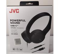 JVC HA-S33UC-B USB-C On-Ear Headphones Soft Ear Pads Foldable with Microphone & 3 Button Remote Control Single Sided Cable Black