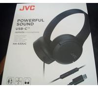 JVC HA-S33UC Powerful Sound USB-C Wired Stereo Headphones. Remote & Mic. Black.