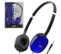 JVC HAS160A Flat Headphones - Blue | Flat Foldable Design, 30mm Driver, Soft Ear-Pads, Steel Headband, 3.5mm Slim Plug