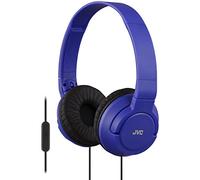 JVC Lightweight Flat Foldable On Ear Colorful Lightweight Foldable Headband with Mic, Blue (HASR185A)