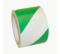 JVCC Hazard Warning Tape [6 mils Thick] (HZ-8): 4 in. (96mm Actual) x 18 yds. (Green with White Stripes)