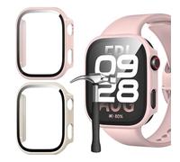 Jvchengxi Protective Case for Xiaomi Redmi Watch 6, Pack of 2 Hard PC Protective Case with Screen Protector All-Round Scratch-Resistant Tempered Glass Screen Protector Case Compatible with Redmi Watch