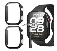 Jvchengxi Protective Case for Xiaomi Redmi Watch 6, Pack of 2 Hard PC Protective Case with Screen Protector All-Round Scratch-Resistant Tempered Glass Screen Protector Case Compatible with Redmi Watch