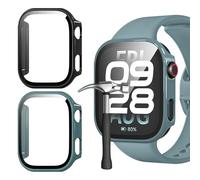 Jvchengxi Protective Case for Xiaomi Redmi Watch 6, Pack of 2 Hard PC Protective Case with Screen Protector All-Round Scratch-Resistant Tempered Glass Screen Protector Case Compatible with Redmi Watch