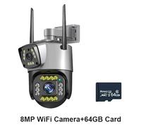 JVDDI Home Security Camera 4G/WiFi IP Camera 8MP 4K Dual Screen Camara Monitor Smart Home Outdoor Waterproof PTZ CCTV Camera Security Protection(8MP WiFi 64GB Card)