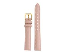 JVEIWAD 15mm 16mm 18mm 20mm Cowhide Leather Women's Watchband Black Pink Red White Watchstrap Compatible With Casio Omega Tissot Longines(A Pink-G pin,15mm)