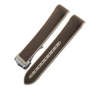 JVEIWAD 18mm 19mm 20mm Curved End Soft Rubber Silicone Watchband Compatible With Omega Compatible With SEAMASTER 300 SPEEDMASTER Colorful Moon Watch Strap(Brown,20MM_BLACK BUCKLE)