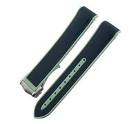 JVEIWAD 18mm 19mm 20mm Curved End Soft Rubber Silicone Watchband Compatible With Omega Compatible With SEAMASTER 300 SPEEDMASTER Colorful Moon Watch Strap(Blue green,20MM_GOLDEN BUCKLE)