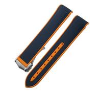 JVEIWAD 18mm 19mm 20mm Curved End Soft Rubber Silicone Watchband Compatible With Omega Compatible With SEAMASTER 300 SPEEDMASTER Colorful Moon Watch Strap(Blue orange,20MM_ROSEGOLD BUCKLE)
