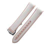 JVEIWAD 18mm 19mm 20mm Curved End Soft Rubber Silicone Watchband Compatible With Omega Compatible With SEAMASTER 300 SPEEDMASTER Colorful Moon Watch Strap(White pink,20MM_SILVER BUCKLE)