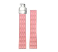 JVEIWAD 18mm 19mm Natural Soft Colorful Rubber Watch Strap Compatible With Patek PP AQUANAUT Philippe White Brown Silicone Watchband Folding Buckle(Pink,19MM_SILVER BUCKLE)