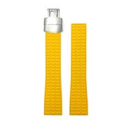 JVEIWAD 18mm 19mm Natural Soft Colorful Rubber Watch Strap Compatible With Patek PP AQUANAUT Philippe White Brown Silicone Watchband Folding Buckle(Yellow,18MM_SILVER BUCKLE)