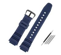 JVEIWAD 18mm Convex Rubber Strap Compatible With Casio AE-1000W AQ-S810W Solid Color Silicone Watch Band -fall Breathable Bracelet(Blue black)