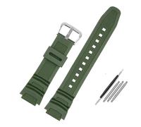 JVEIWAD 18mm Convex Rubber Strap Compatible With Casio AE-1000W AQ-S810W Solid Color Silicone Watch Band -fall Breathable Bracelet(Green silver)