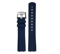 JVEIWAD 19mm 20mm 21mm Soft Fluororubber Watchband Compatible With Omega Compatible With Seamaster 300 AT150 Green Black Blue FKM Rubber Watch Strap(Blue Silver,19mm)