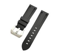 JVEIWAD 20/22/24/26mm Silicone Watch Strap Black Blue Camouflage Bracelet Stainless Steel Needle Buckle Compatible With Panerai PAM03312 PAM01526(Black-S,26mm)