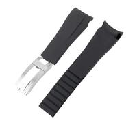 JVEIWAD 20mm 21mm Rubber Watch Compatible With Rolex Black Green Blue Compatible With Water Ghost Ditongna GMT RUBBER B Silicone Waterproof Chain(Black Silver,20mm)