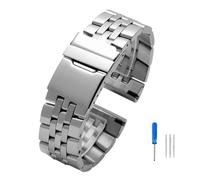 JVEIWAD 20mm 22m 24mm Solid Stainless Steel Watchband Compatible With Breitling Watch Strap Men's Bracelet Push-Button Hidden Clasp(24MM_S)