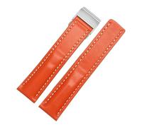 JVEIWAD 20mm 22mm 24mmCalfskin Leather Watch Bands Compatible With Breitling Watch Strap Leather Bracelet Black Brown Blue Belt Watchband Masculino(Orange,24mmNO Buckle)
