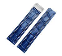 JVEIWAD 20mm 22mm 24mmCalfskin Leather Watch Bands Compatible With Breitling Watch Strap Leather Bracelet Black Brown Blue Belt Watchband Masculino(Blue,22mmSilver Buckle)
