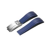 JVEIWAD 20mm Silicone Strap Compatible With Rolex GMT Daytona Submariner Diving Stainless Steel Buckle Men Women Waterproof Rubber Watch Bracelet(Blue-silver)