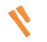 JVEIWAD 20mm Soft Colorful Watch Band Compatible With Rolex Strap Daytona Submariner GMT Curved End With Stainless Folding Buckle Waterproof(Orange,Gold-no logo)