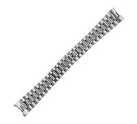 JVEIWAD 20mm Solid Curved End Screw Links Deployment Clasp Stainless Steel Wrist Watch Band Bracelet President Strap Compatible With Rolex Date(Silver)