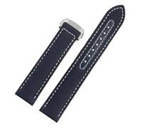 JVEIWAD 20mm Woven Canvas Watch Strap Compatible With Omega Compatible With Seamaster 300 AT150 Fabric Leather Nylon AQUA TERRA 150 Blue Black Watchband Buckle(Blue white Silver,19mm)