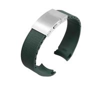 JVEIWAD 21mm Silicone Fluorous Rubber Watchband Compatible With Longines Hydroconquest L3 Conquest Sports Diving Watch Strap Black(Green Silver)