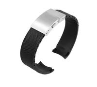 JVEIWAD 21mm Silicone Fluorous Rubber Watchband Compatible With Longines Hydroconquest L3 Conquest Sports Diving Watch Strap Black(Black Silver)