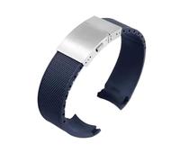 JVEIWAD 21mm Silicone Fluorous Rubber Watchband Compatible With Longines Hydroconquest L3 Conquest Sports Diving Watch Strap Black(Blue Silver)