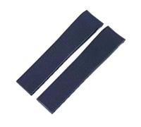 JVEIWAD 21mm Silicone Fluorous Rubber Watchband Compatible With Longines Hydroconquest L3 Conquest Sports Diving Watch Strap Black(Blue-No buckle)